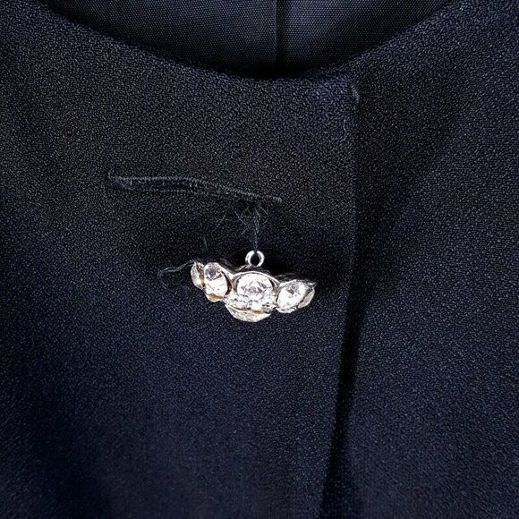 Vintage ADRIENNE VITTADINI Womens Jacket Size 10 Black Blazer Rhinestone 90s - Picture 3 of 8